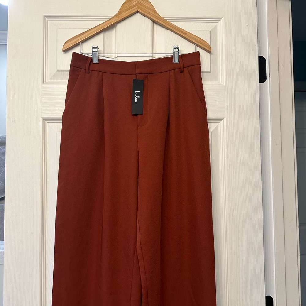 NWT Lulu’s Wide Leg Pants - Burnt Orange Size L